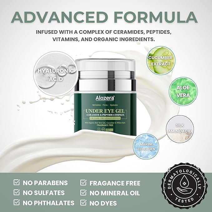 Under Eye Gel - Premium Anti Aging Eye Cream for Dark Circles & Puffiness, Treatment On, Eye Bags Gone, Brightness Glows, 1.7 oz.-Velvo Beauty