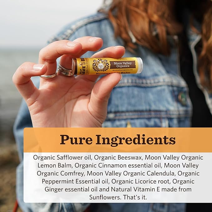 Moon Valley Organics Beeswax Lip Balm for Moisturizing Lips and Cuticles (ZINGY CINNAMON, 1-Pack)-Velvo Beauty