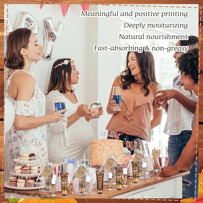 50 Sets 200 Pcs Baby Shower Hand Lotion and Lip Balm Gift Theme Baby Shower Party Favors Travel Size Hand Lotion and Lip Balm Bulk with Organza Bags Tags(Rustic Pumpkin)-Velvo Beauty