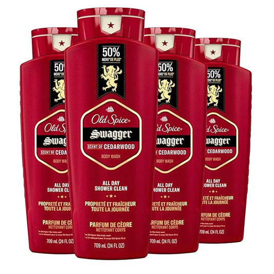 Old Spice Swagger Scent of Confidence, Body Wash for Men, 24 fl oz (Pack of 4)-Velvo Beauty