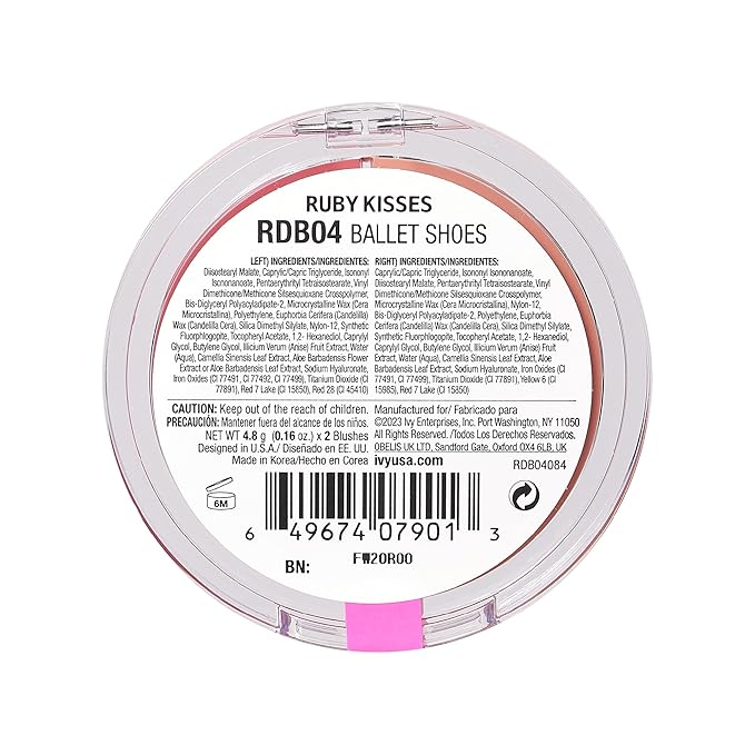 Ruby Kisses Duo Cream Blush, Smooth, Natural-Looking, Long-Lasting Face Makeup Blush for Cheeks, Lips, and Eyes, Buildable and Blendable, Infused with Green Tea, Aloe Vera Extract, and Hyaluronic Acid-Velvo Beauty