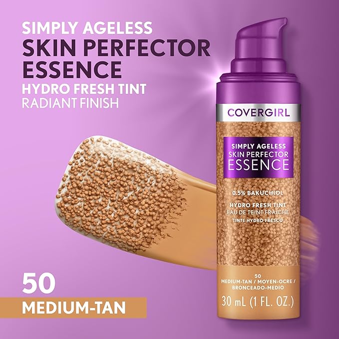 Covergirl Simply Ageless Skin Perfector Essence Foundation Bundle with Shades 50 Medium-Tan and 30 Light-Medium, 1oz Each-Velvo Beauty