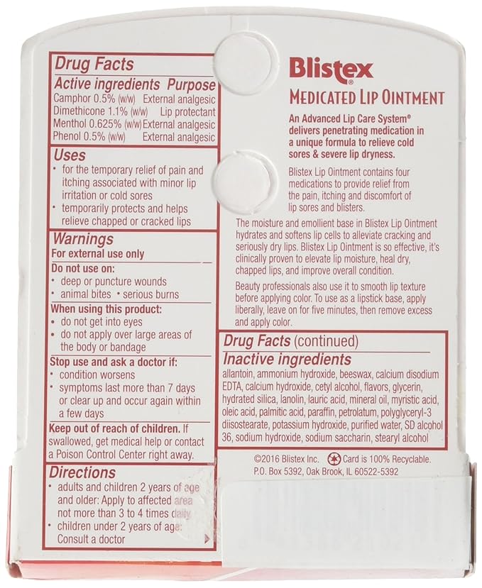 Blistex Medicated Lip Ointment 0.21 oz (Pack of 6)-Velvo Beauty