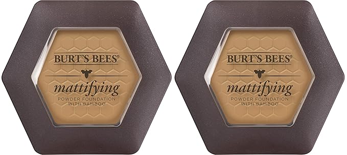 Burts Bees 100% Natural Mattifying Powder Foundation, Nutmeg - 0.3 Ounce (Pack of 2)-Velvo Beauty