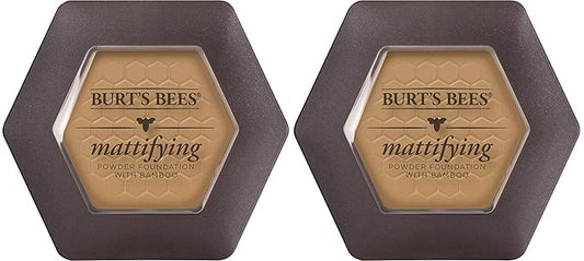 Burts Bees 100% Natural Mattifying Powder Foundation, Nutmeg - 0.3 Ounce (Pack of 2)-Velvo Beauty