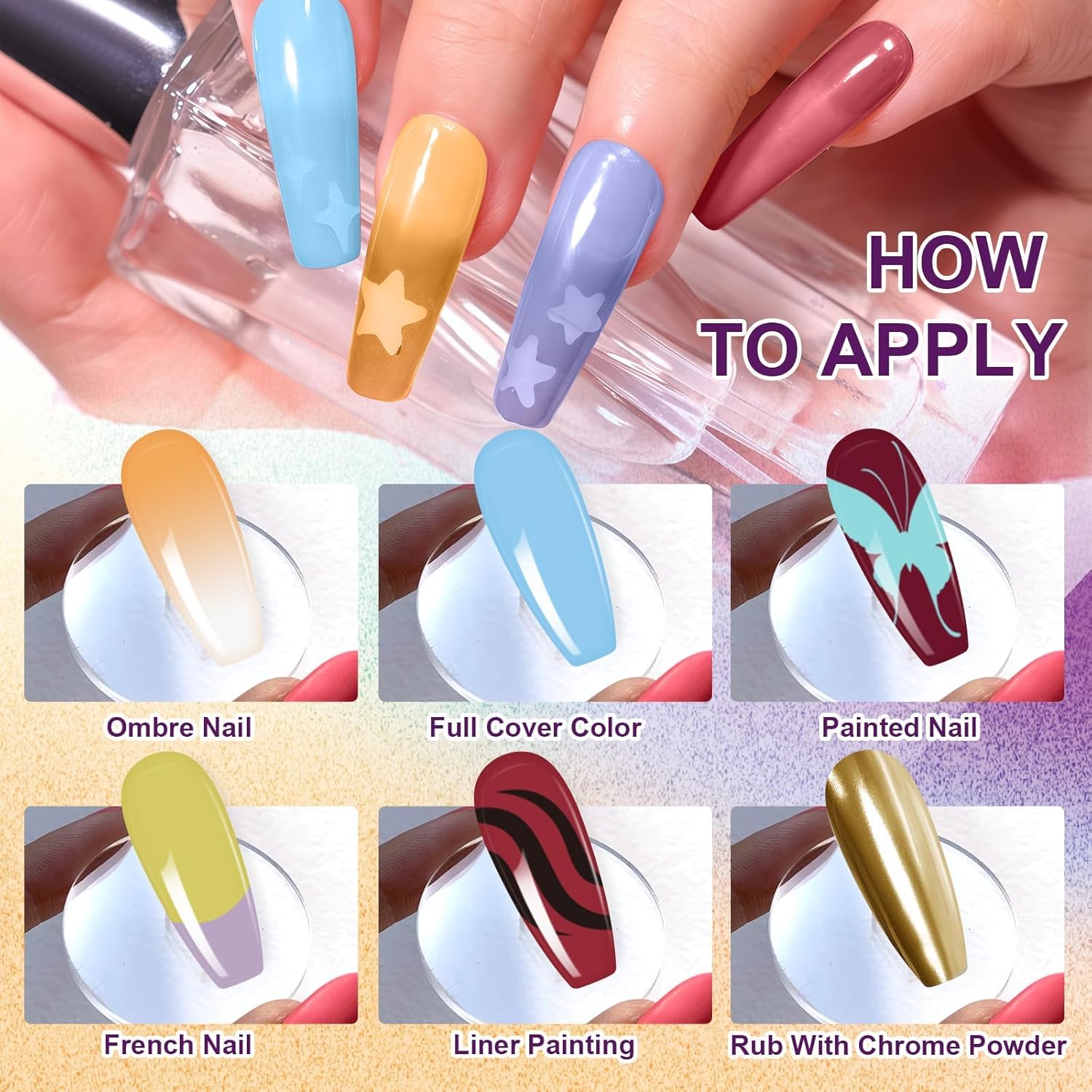 Gradient Painting Gel, 9 Colors Ombre Gel Nail Polish with Summer Blue Sponging for Pigment Pat Kit Aura Nails, French Manicure Soak of UV DIY Nail Art Beachside Candy-Velvo Beauty