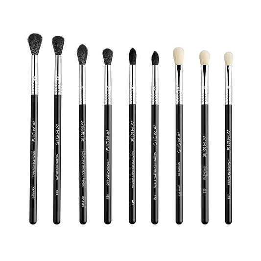 Sigma Beauty Deluxe Blending Brush Set – Professional Grade Eyeshadow Brush Set with 9 Full Size Blending Brushes Featuring Extra Soft Fibers for Precise, Controlled, & All-Over Eyeshadow Blending-Velvo Beauty