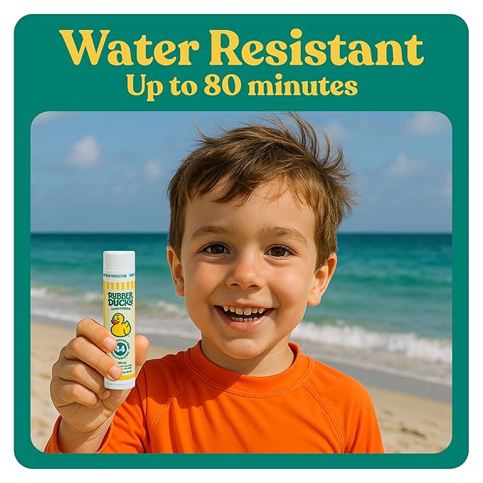 Rubber Ducky Lip Sunscreen SPF 44, Kids Vegan Lip Balm with Vitamin E, UV Protection, Water Resistant, Untinted, Vanilla Flavor, Broad Spectrum-Velvo Beauty