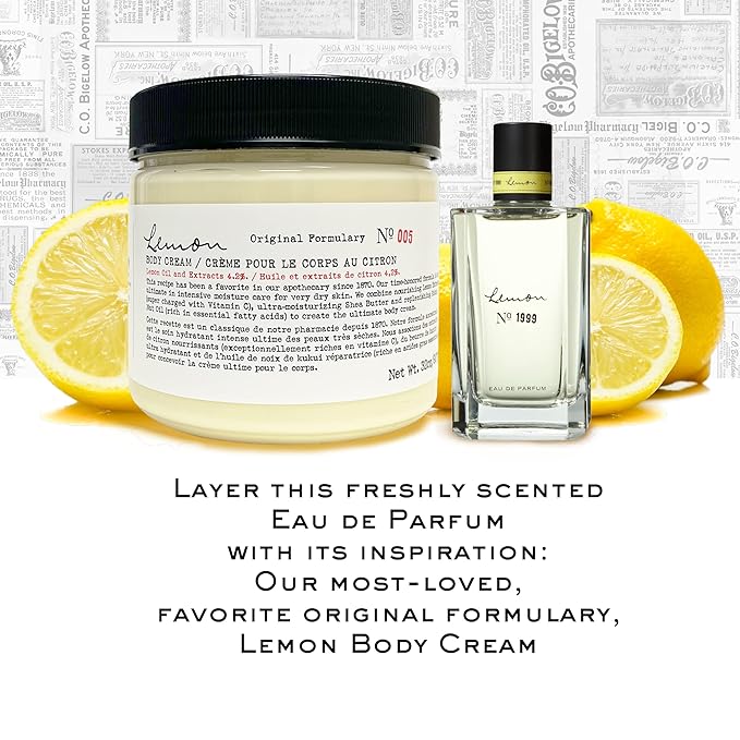 C.O. Bigelow Lemon Eau de Parfum No.1999, Lemon Perfume with Citrus & White Musk, 3.4 fl oz., Vegan & Paraben Free Perfumes-Velvo Beauty