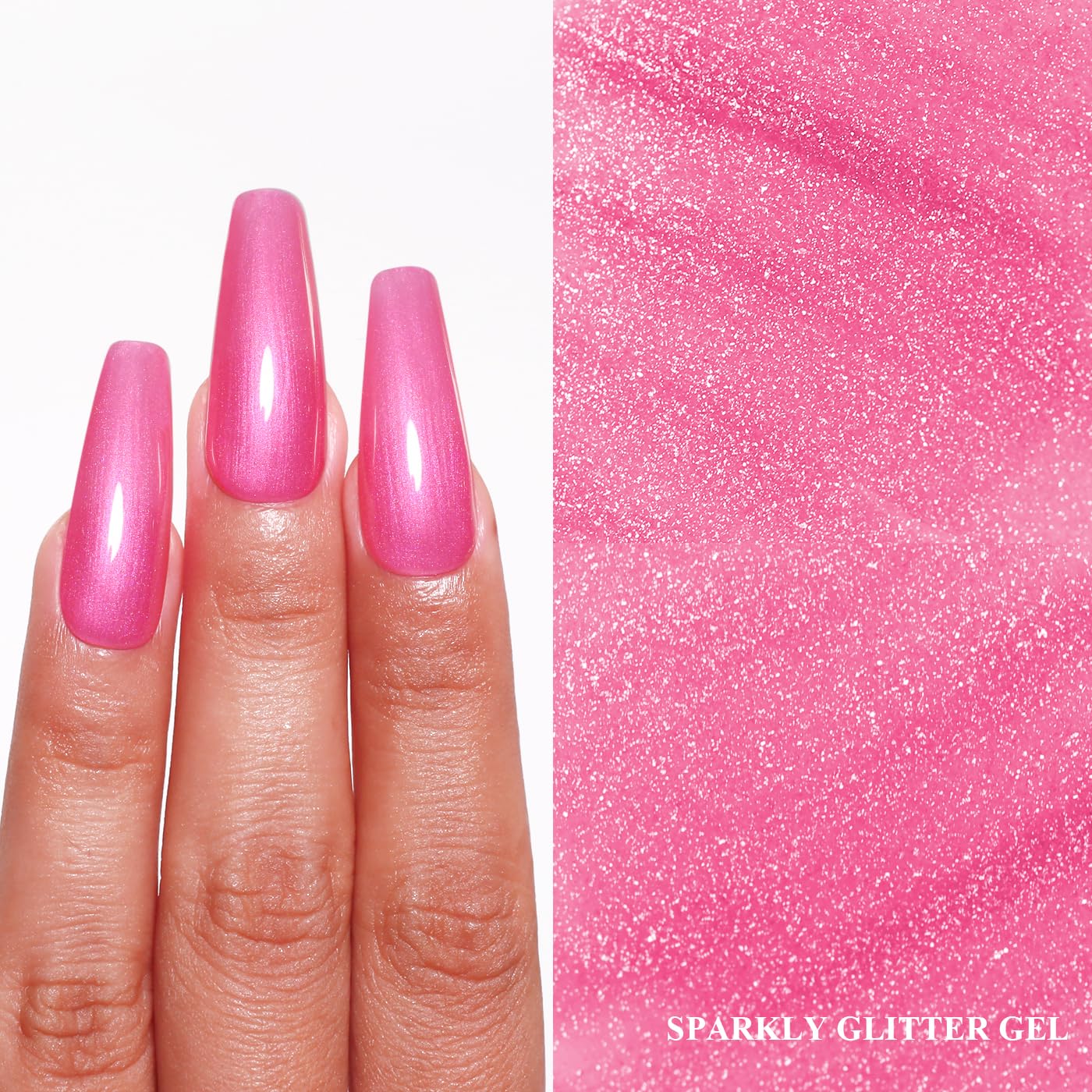 Imtiti Glitter Gel Nail Polish, Rose Pink Pearl Glitter Nail Gel Polish Diamond Shimmer Sparkle Soak Off UV LED Spring Summer Manicure 10ML-Velvo Beauty