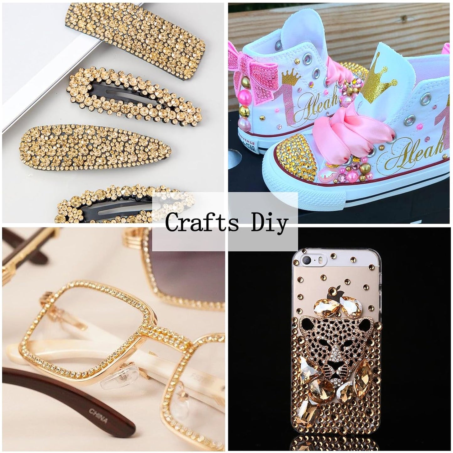 Nail Art Rhinestones with Glue Gel Flatback Nail Charms Luxurious Supplies Accessories Champagne Nails Gems Jewelry for Women Nails DIY Design Decoration,Champagne-Velvo Beauty