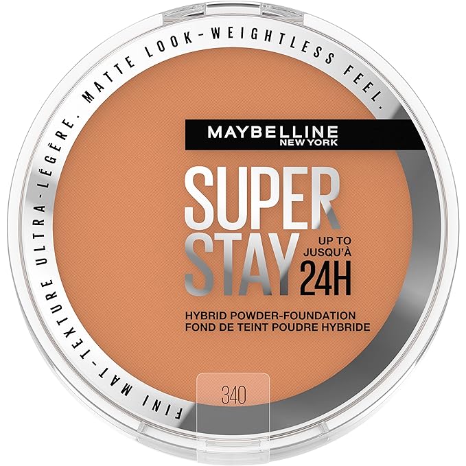 Maybelline Super Stay Up to 24HR Hybrid Powder-Foundation, Medium-to-Full Coverage Makeup, Matte Finish, 340, 1 Count-Velvo Beauty