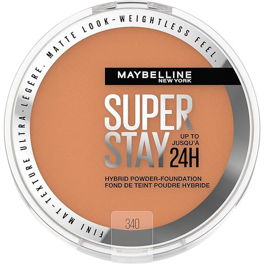 Maybelline Super Stay Up to 24HR Hybrid Powder-Foundation, Medium-to-Full Coverage Makeup, Matte Finish, 340, 1 Count-Velvo Beauty