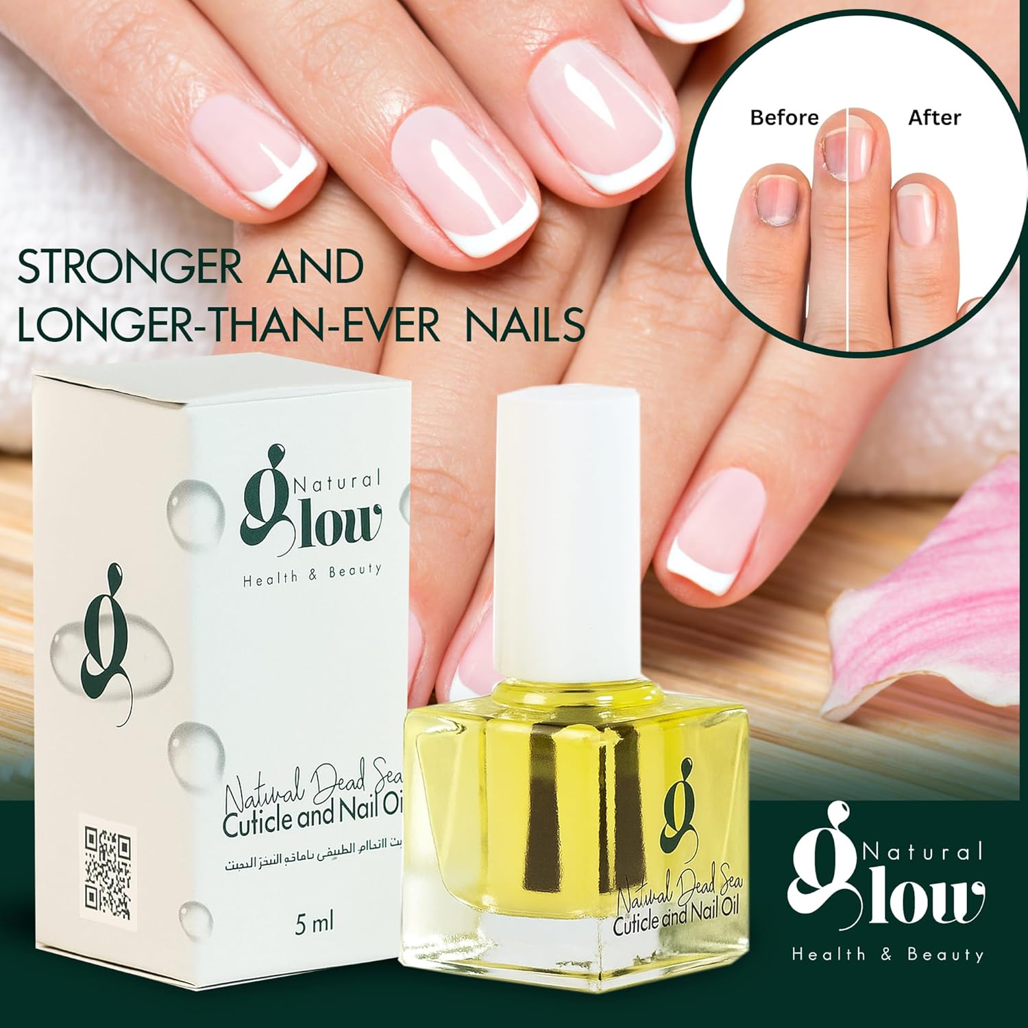 Dead Sea Cuticle & Nail Oil (5ML) | Strengthens, Moisturizes & Conditions with Sweet Almond, Olive, Jojoba, Castor, Argan Oils, Lemon Essential Oil, Vitamin E & Dead Sea Salt-Velvo Beauty