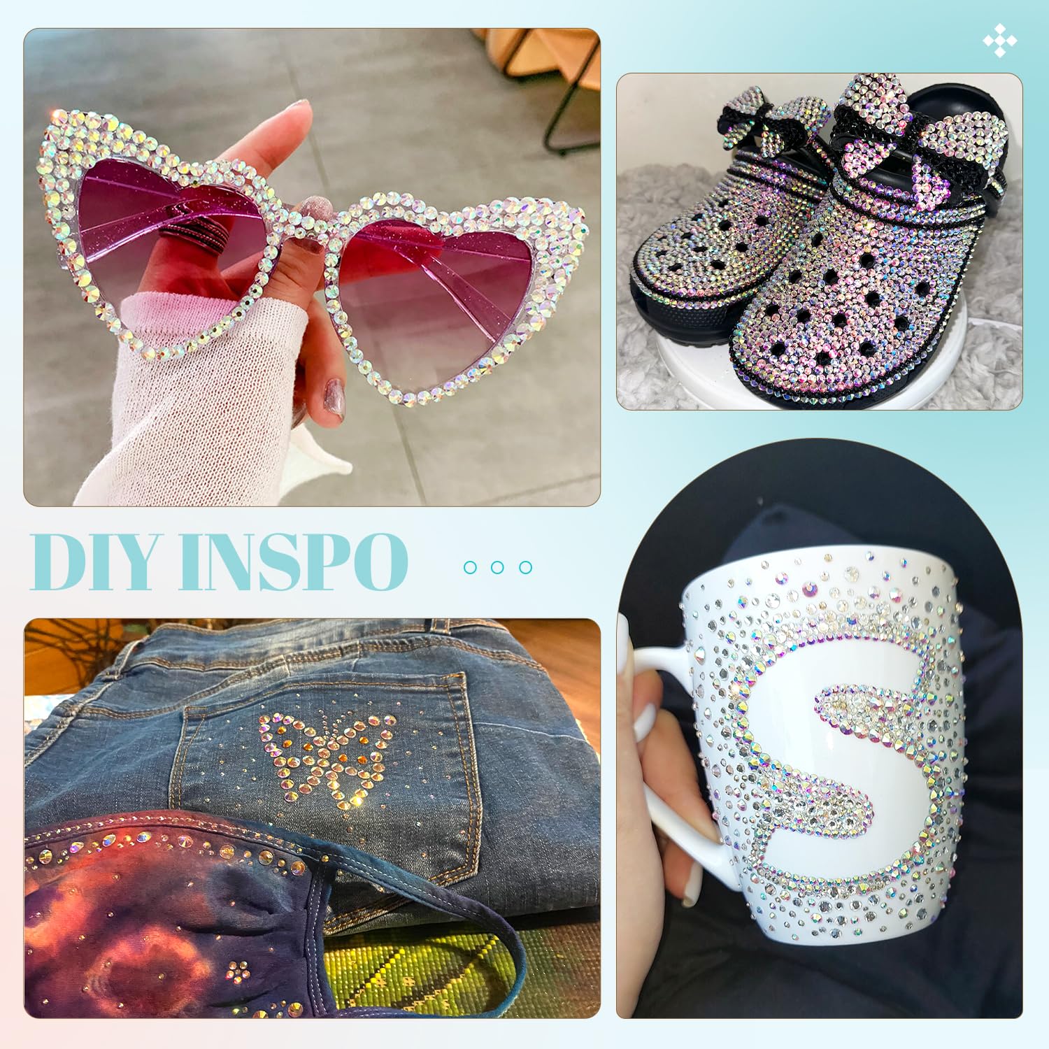 6100Pcs Jelly Resin Rhinestones for Crafting with 2Pcs 10ml B7000 Jewelry Glue, 1 Box Flatback Crystals Diamond (Clear AB) for Bedazzling Crafts DIY Nail Art Non Hotfix Gems for Clothing Shoes-Velvo Beauty