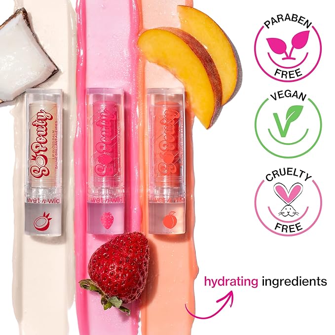 wet n wild Perfect Pout So Pouty Shine Tinted Lip Balm Coconut Flavored, Hyaluronic Acid, Vegan Collagen, Moisturizing For Dry Lip Care, Clear (Pack of 2)-Velvo Beauty