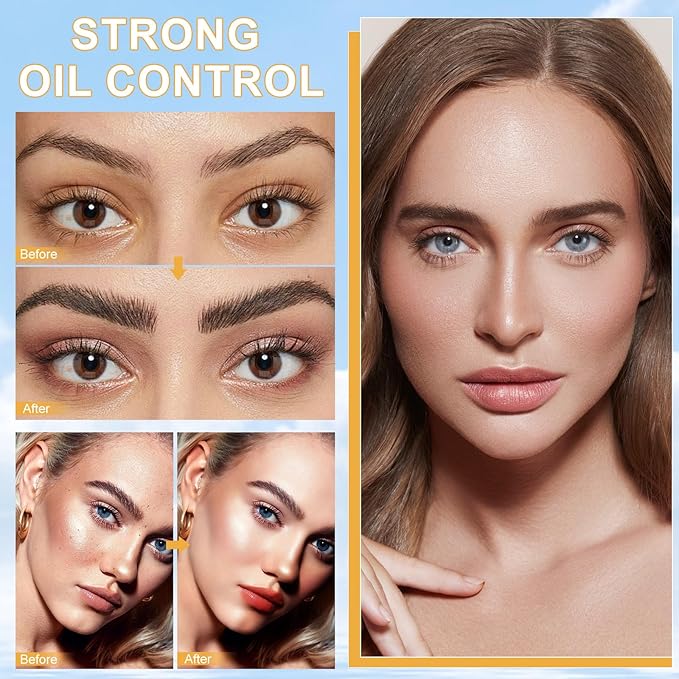 Mineral Sunscreen Setting Powder, SPF 50++ Mineral Setting Powder Sunscreen for Face with Soft Brush Powder Sunscreen for Scalp Matte Face Powder (1PC, 1.02 * 1.02 * 4.29)-Velvo Beauty