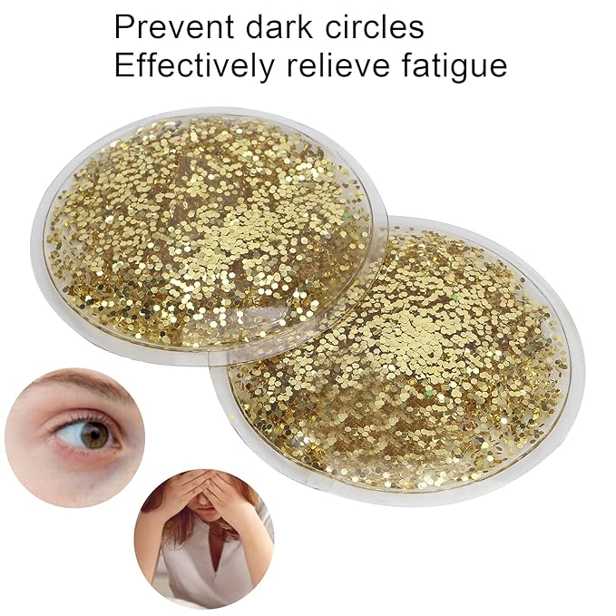 Gel Eye Pack, Hot Cold Compress Eye Gel Ice Packs Reusable Cooling Eye Cover for Dark Circles Puffiness Cold Eye Girl Women(Gold)-Velvo Beauty
