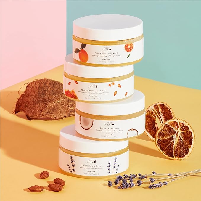 100% PURE Honey Almond Body Scrub Exfoliating Deep Clean with Sea Salts & Nourishing Oils - Natural Deeply Moisturizing Skincare - Vibrant Radiant Skin Restore & Pore Cleanse - Vegan - 10oz-Velvo Beauty