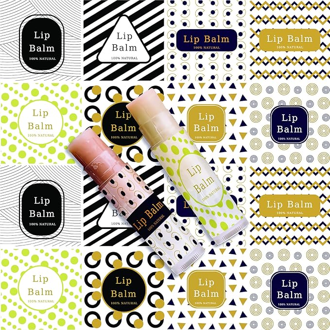 CRASPIRE Lip Balm Labels 80pcs Homemade Lip Balm Labels 2” Clear Lip Balm Labels for Tubes Printable Waterproof Lip Balm Stickers Labels for Lip Balm Handcream Candle Container（Geometry）-Velvo Beauty
