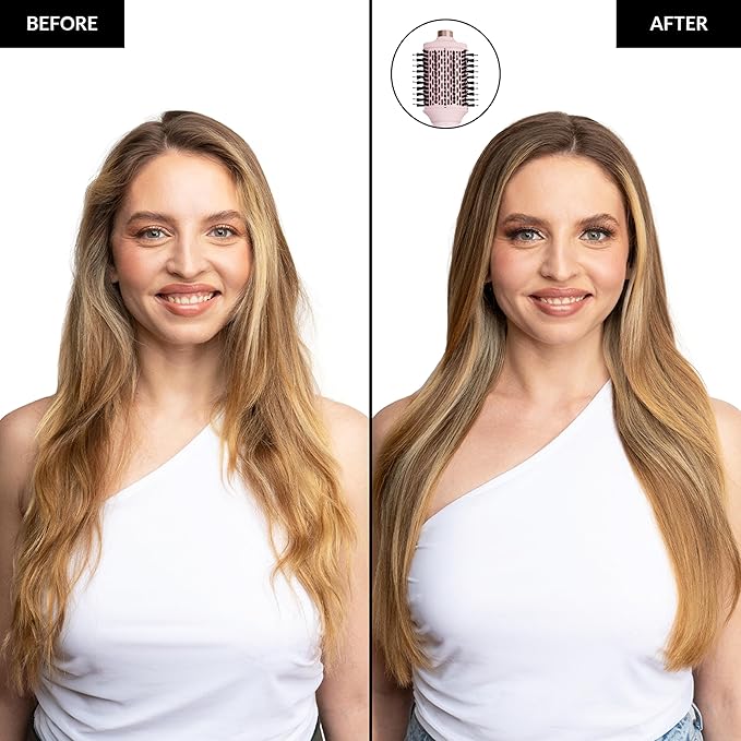 FoxyBae Super Styler Pro Interchangeable 5 in 1 Hair Styler Wand Curling Iron Set - w/Drying Cylinder, Ceramic Blowout & Round Brushes, 2 Auto-Wrap Curlers - Frizz-Free, Smooth Hair [Blush]-Velvo Beauty