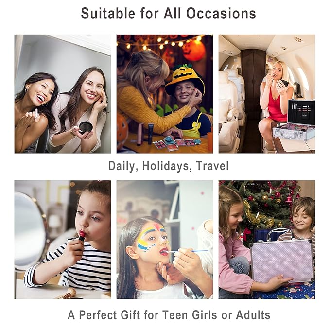 Hot Sugar Makeup Kit for Girls and Women - Full Starter Cosmetics Set with Eye Shadow Palette Lip Balm Blush Lip Gloss Brush Lip & Eye Pencil and Mirror-Velvo Beauty