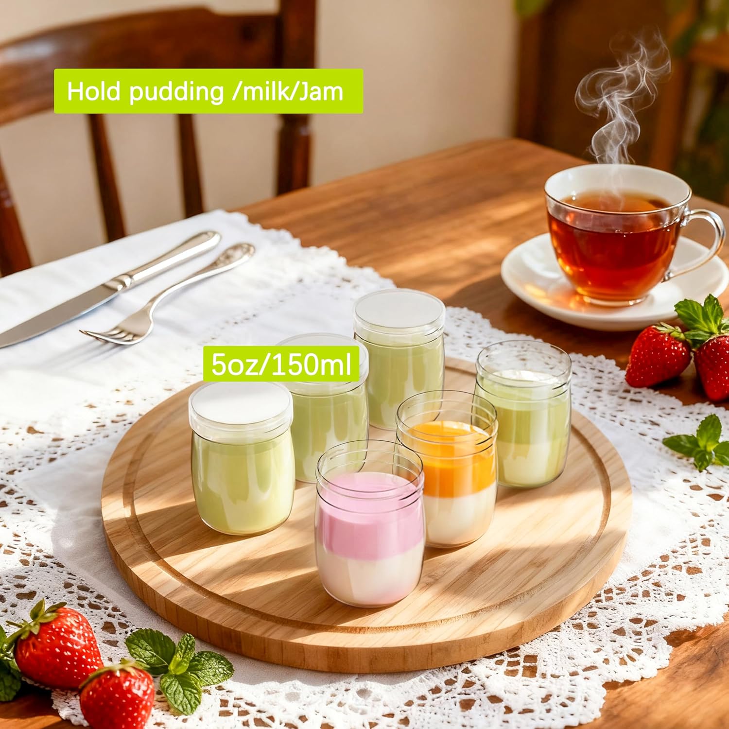 Mini Pudding Jars 82Pack, 5oz/150ml Plastic Favor Jar with Lids, Candy jars,Yogurt Containers with Pressure Sensitive Seal, Mason Jar,Jam,Bath Salt Jars Wedding Favors Honey Pot-Velvo Beauty