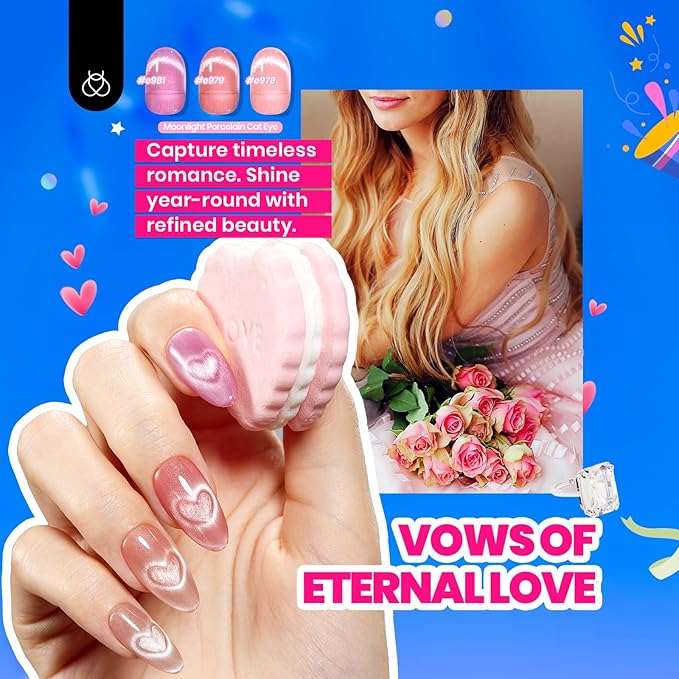 Beetles Cat Eye Gel Nail Polish Set-36 Colors Red Purple Brown Green Burgundy Magnetic Gel Nail Polish with Base Gel Glossy Matte Top Coat Magnet,Soak off UV Nail Gel DIY Nail Art Gift for Women-Velvo Beauty