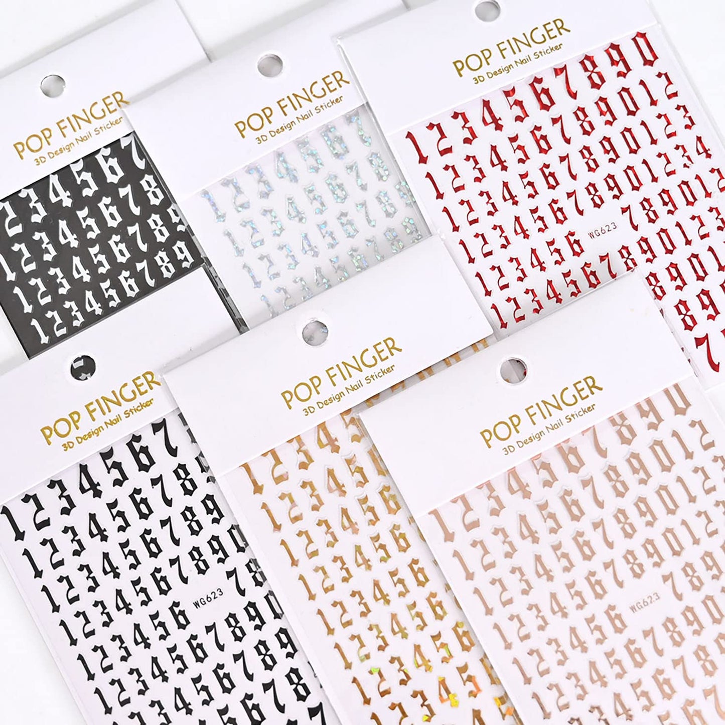 SILPECWEE 9 Sheets Number Nail Stickers Tips 3D Laser Nail Decals for Women Self Adhesive Nail Art Stickers Manicure Design Sticker Nails Decoration with 1Pc Tweezers-Velvo Beauty