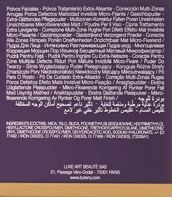 By Terry Hyaluronic Tinted Hydra-Powder, Non-Drying Loose Face Setting Powder, Blur Imperfections & Mattify, Medium Fair, 0.35 oz-Velvo Beauty