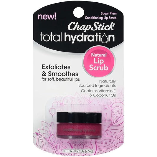 ChapStick Total Hydration Sugar Plum Flavor Conditioning Lip Scrub and Lip Exfoliator Jar - 0.27 Oz-Velvo Beauty