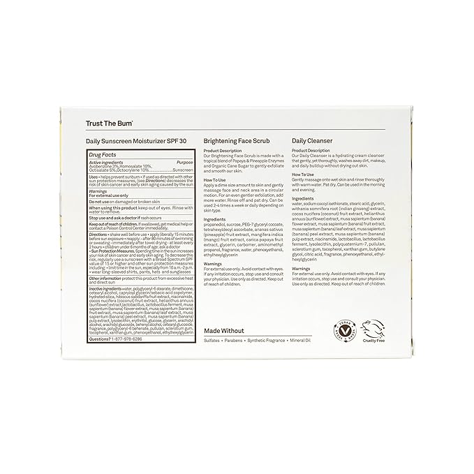 Sun Bum Skin Care Travel Essentials Kit | Cleanse, Brighten, Moisturize, Protect with Daily Cleanser, Brightening Face Scrub, and Daily Sunscreen Moisturizer | Includes Aloha Collection Travel Pouch-Velvo Beauty