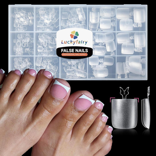 Square Toe Nail Tips, 504Pcs 15 Sizes Full Cover Press On Toenails for Women, Long Wider Pre-etched Double Matte Fake Toenails for Big Toe Nail Extensions Home DIY Salon Soak Off-Velvo Beauty
