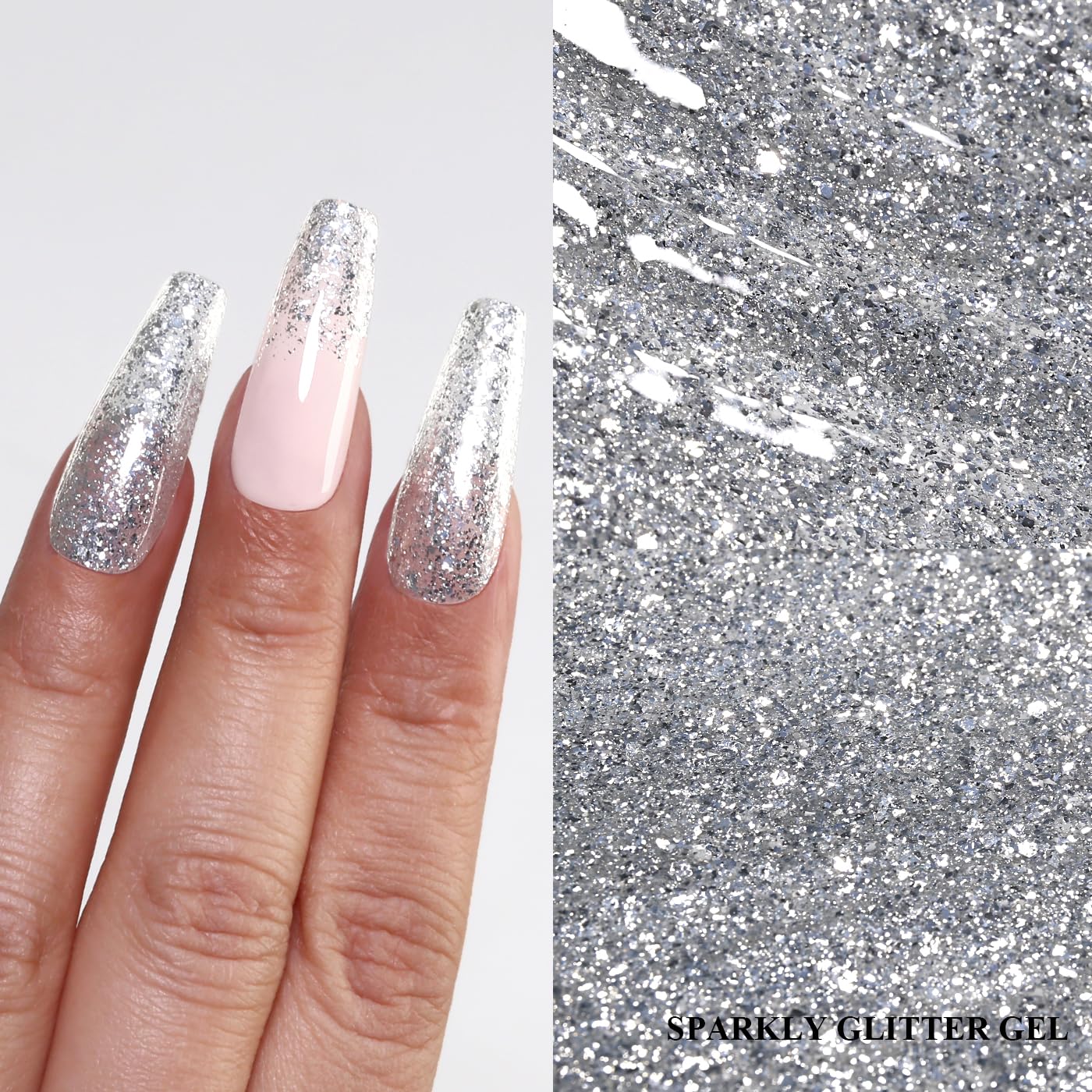 Imtiti Glitter Gel Nail Polish, Silver Glitter Gel Polish Diamond Shimmer Sparkle Soak Off UV LED Autumn Winter Manicure 10ML-Velvo Beauty