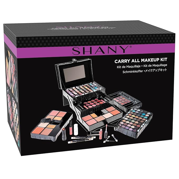 SHANY All In One Makeup Kit (Eyeshadow, Blushes, Face Powder, Lipstick, Eye liners, Makeup Pencils and Makeup Mirror - Makeup Set With Reusable Makeup Storage Box - Black-Velvo Beauty