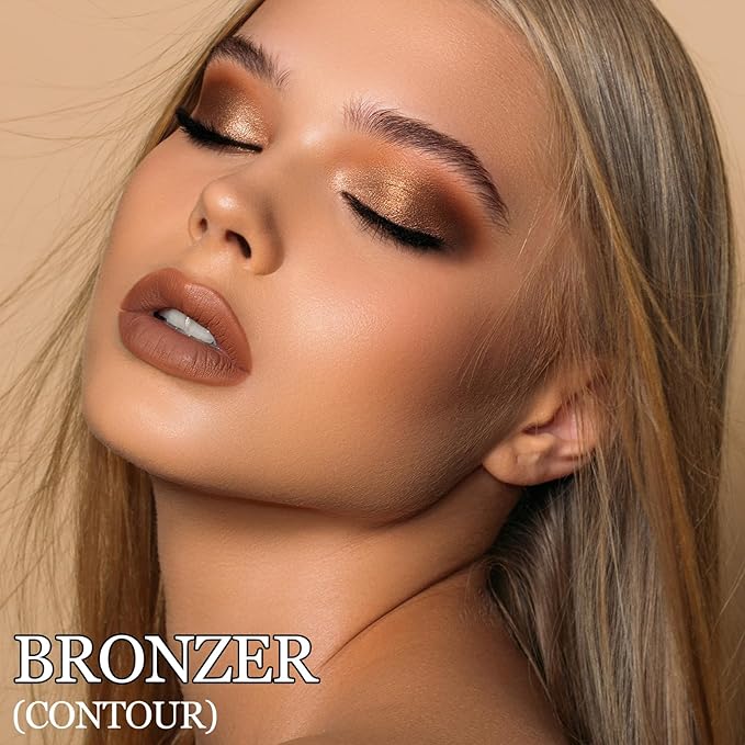 Erinde Matte Brown Contour Palette, Warm Toned Face Sculpting Bronzer Pressed Powder Contour, Lightweight, Ultra-Blendabled, Multiuse Baked Contouring Makeup for Light Skin Tone, 02 Dark Brown-Velvo Beauty