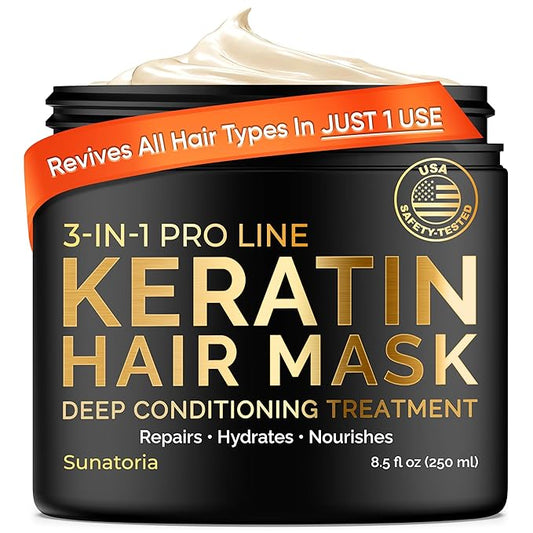 SUNATORIA Keratin Hair Mask - Deep Conditioner for Dry Damaged Hair - Hydrates, Repairs, Nourishes - Keratin Hair Treatment - Deep Conditioning Hair Mask - Keratina Mascarilla Para el Cabello-Velvo Beauty