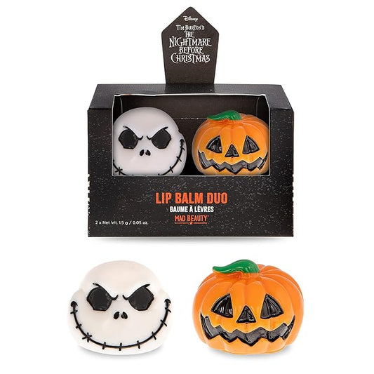 MAD BEAUTY Tim Burton's Nightmare Before Christmas Lip Balm Duo, Vanilla & Coconut Lip Balms, Jack Skellington, Hydrate, Soften, Moisturize, Scented…-Velvo Beauty