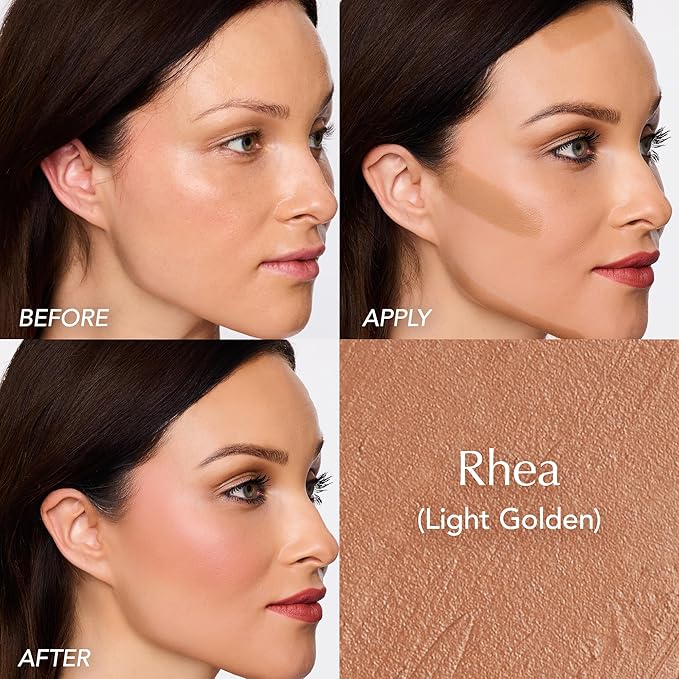 Thrive Causemetics Triple Threat Color Stick: Cream Bronzer & Contour Stick with Vitamin E, Evening Primrose Oil, Waterproof Smudge Proof Face Makeup Formula, Rhea (Light Golden)-Velvo Beauty