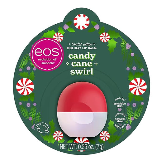 Eos Limited Edition Holiday Lip Balm, Candy Cane Swirl, Christmas Gifts & Stocking Stuffers, Lip Care Products, 0.25 oz-Velvo Beauty