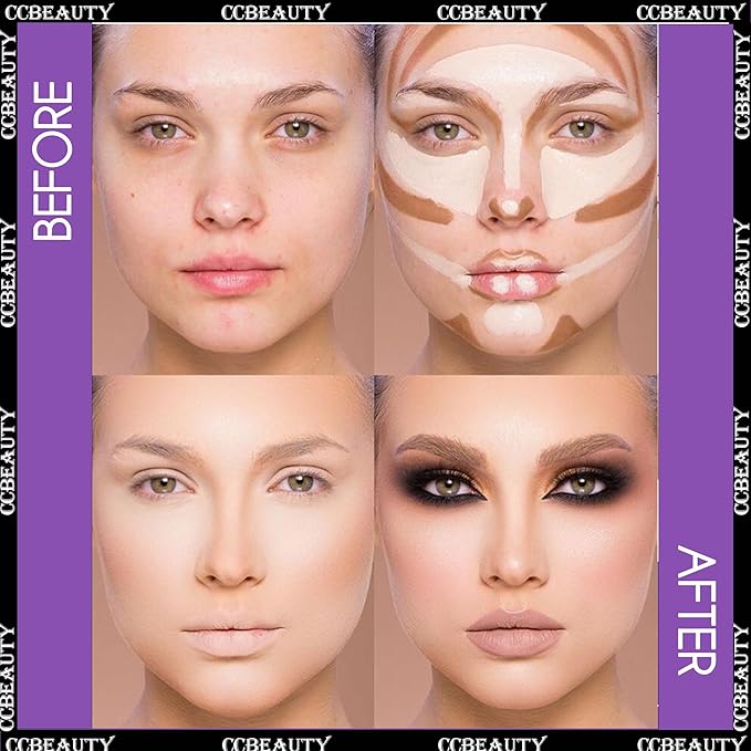 CCbeauty 2pcs 2-IN-1 Matte Contour Concealer Stick Cool Tone with Blush,Cream Blendable Bronzer & Blusher for Cheeks & Lip,Long Lasting & Waterproof Contouring for Face Shaping Makeup,AMBER/SOFT AMBER-Velvo Beauty