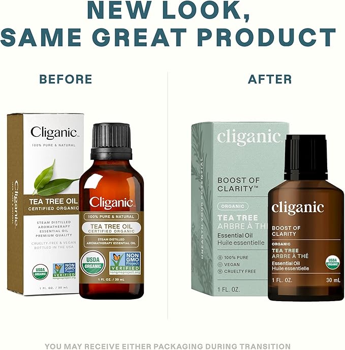 Cliganic Organic Tea Tree Essential Oil, 100% Pure Natural, for Aromatherapy | Non-GMO Verified (Packaging May Vary)-Velvo Beauty