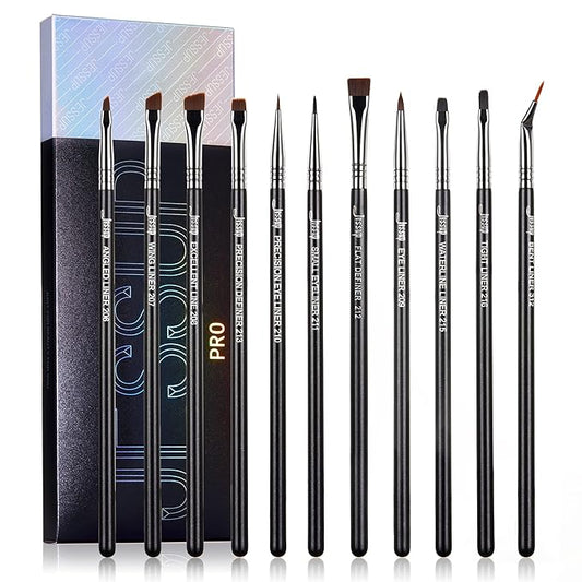 Jessup Eyeliner Brush Set, Professional Eye Liner Makeup Brushes 11pcs, Angled Flat Definer Ultra Fine Bent Pencil Point Eyeliner Brushes for Precision Liner, T324-Velvo Beauty