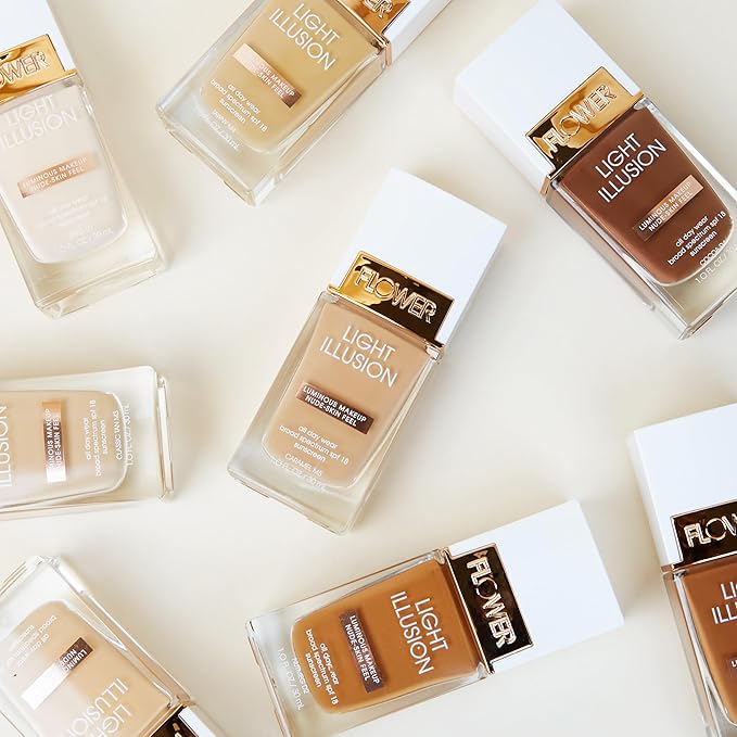 FLOWER BEAUTY By Drew Barrymore Light Illusion SPF Foundation - Blendable + Buildable - Natural Finish - Lightweight Formula (Porcelain)-Velvo Beauty