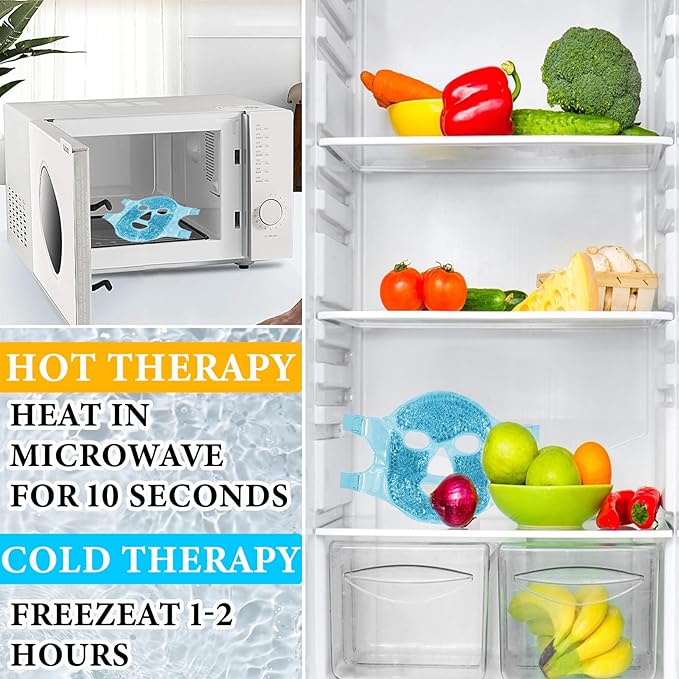 Cold Face Eye Mask Ice Pack for Dark Circles,Puffiness,Face SPA,Headaches,Pressure,Cooling Face Masks for Women Sleeping,Migraines Relief,Skin Care Gel Beads Hot Cold Use Ice Facial Mask-Velvo Beauty