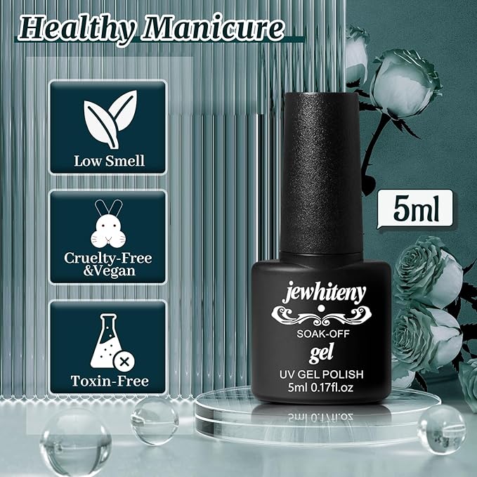 JEWHITENY 45 Pcs Gel Nail Polish Kit, Soak off Nail Lamp Gel Polish Starter Kit with 2pcs Glossy & Matte Top Coat and 2pcs Base Coat Gifts for Women-Velvo Beauty