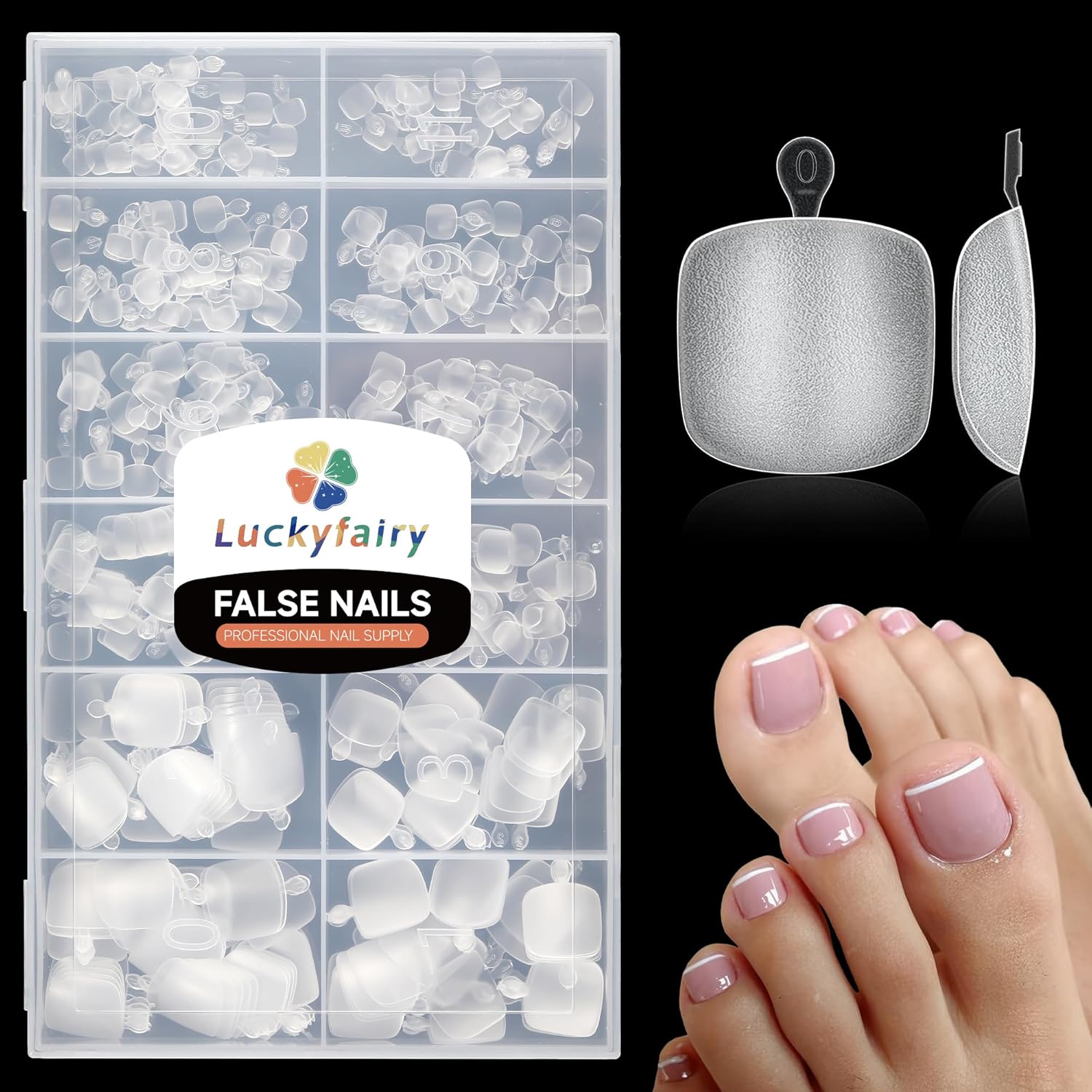 Short Toe Nail Tips Square Toe Nail Press Ons Full Matte 504pcs Full Cover Toenail Press On Nails Smoothly Curved for Any Toenail Shapes Easily DIY Salon, 12 Sizes Toe Acrylic Nails, Luckyfairy-Velvo Beauty