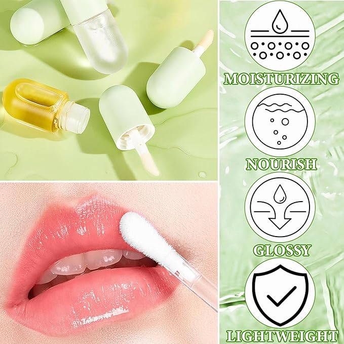 Lip Plumper Set,Lip Plumper Oil Gloss Moisturizing Lip Plumper Lip Care Serum,Hydrating Plump Gloss Reduce Fine Lines,Lip Plumper for Day & Night Use Set A（2Pcs）-Velvo Beauty