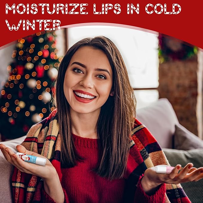 Dunzy 100 Pack Hello Fall Thanksgiving Party Gifts Bulk Lip Balms Favors Employee Appreciation Gifts Thank You Gifts Team Inspirational Gifts for Women Men Coworkers Satff Teachers(Santa)-Velvo Beauty