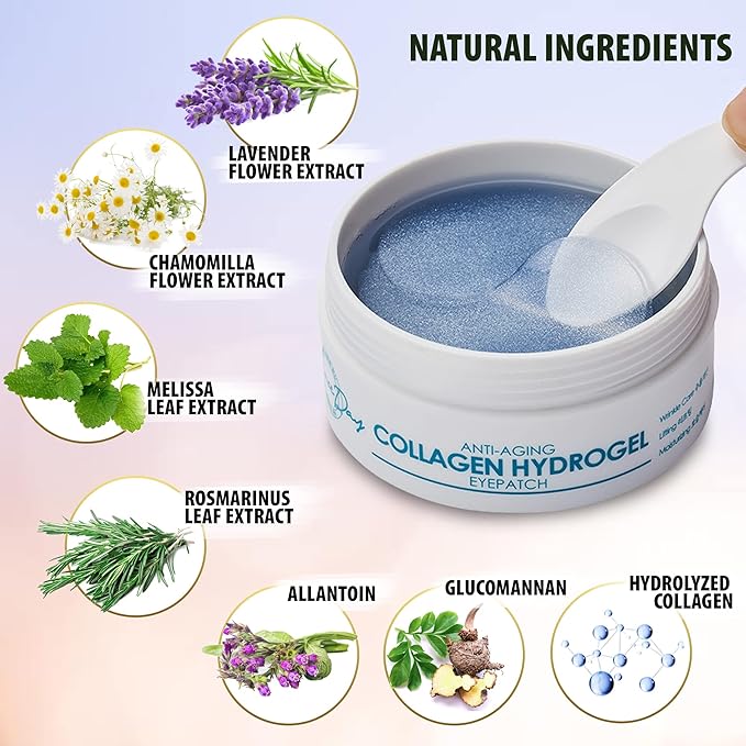 Under Eye Hydrogel Collagen Eye Patches, Anti-Wrinkle Eye Patch, Treatment for Puffy Eyes, Eye Bags, Dark Circles Under Eye, Puffiness, Eye Patch with Hyaluronic Acid and Peptides, 30 pairs-Velvo Beauty